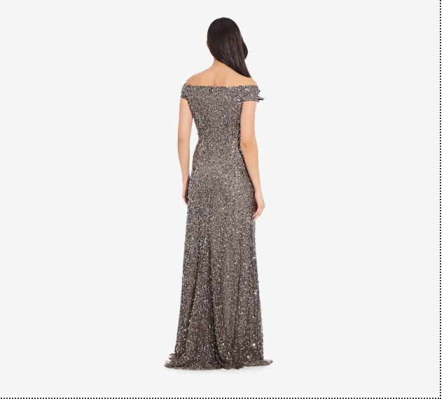 Off Shoulders Sequin Gown by Adrianna Papell