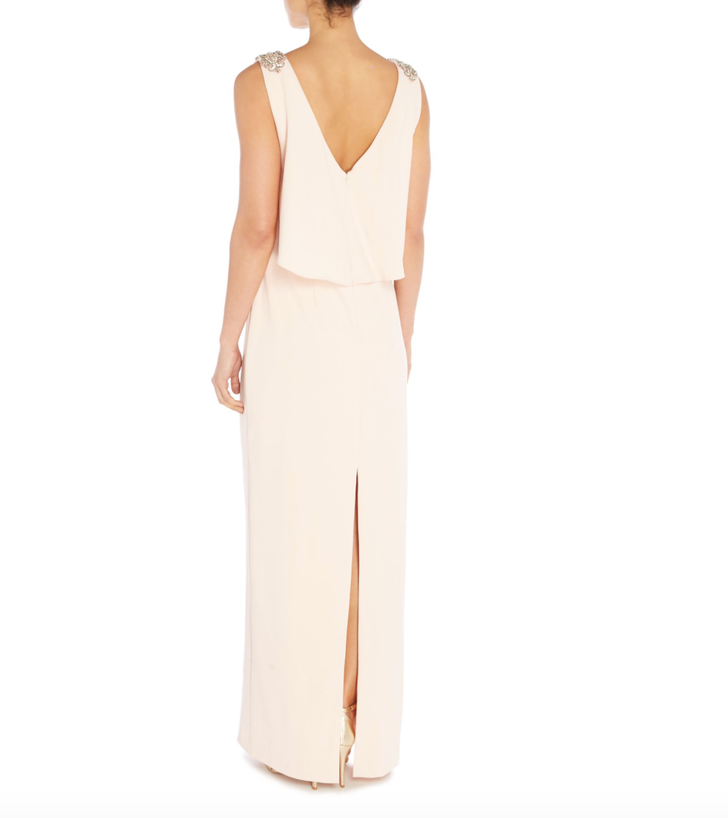 Sleeveless High Neck Gown with Detail Shoulders  by Adrianna Papell